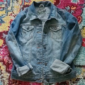 juniors distressed denim jacket